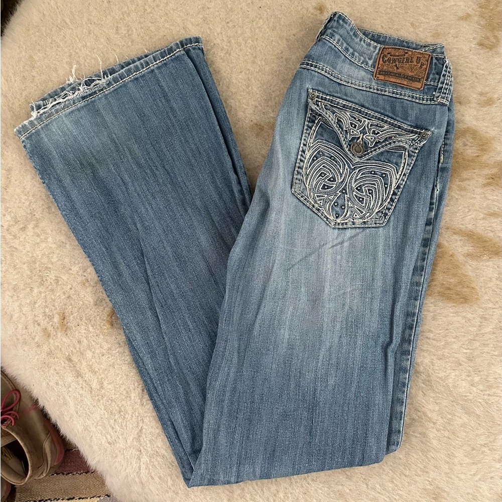 Women's Cowgirl Up Blue Jeans with Embroidered Pocket
